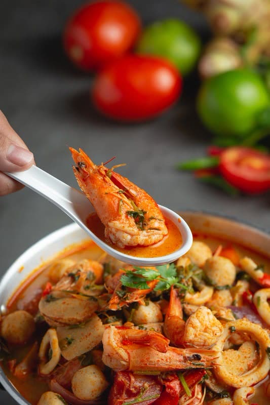 Pepez seafood soup with shrimp and fish