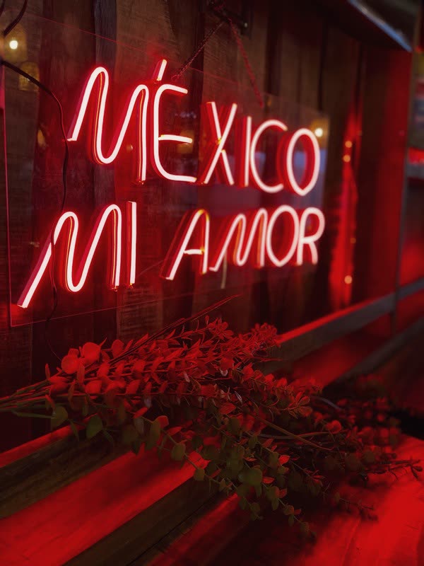 México mi amor neon sign at Pepez